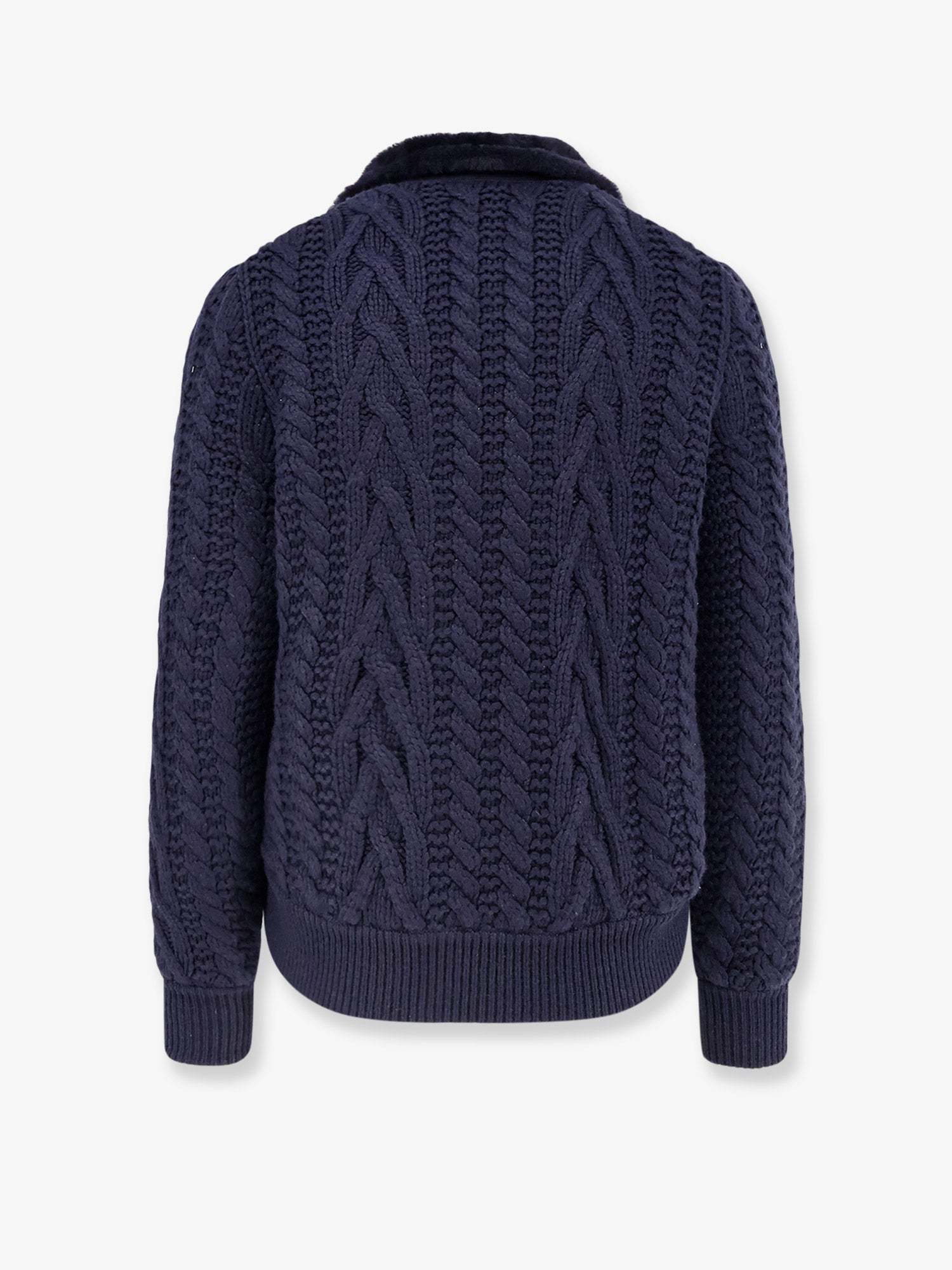 Brunello Cucinelli Padded Jacket In Mutton Leather And Cashmere In Blue
