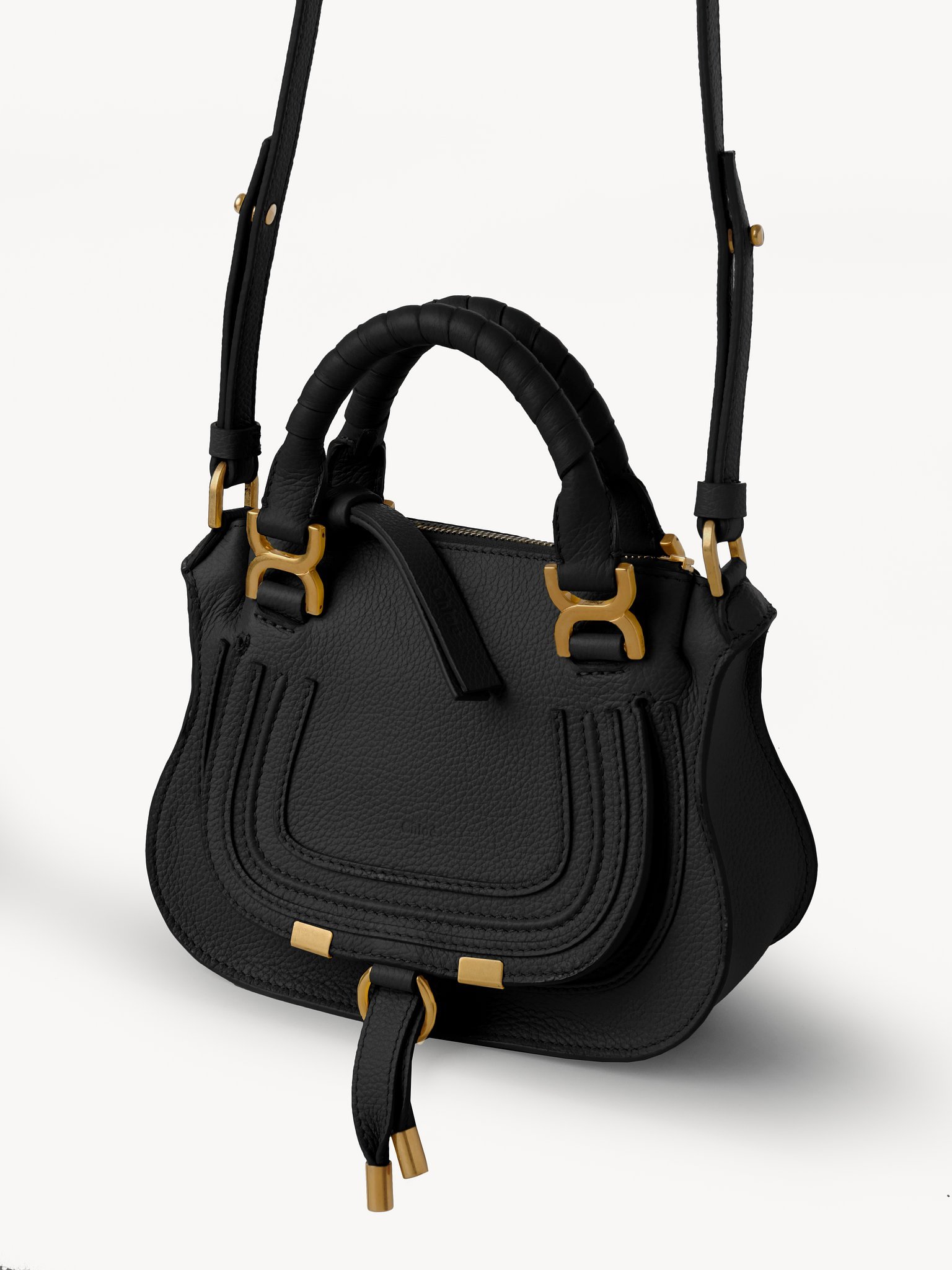 Chloé Marcie Leather Tote Bag In Black