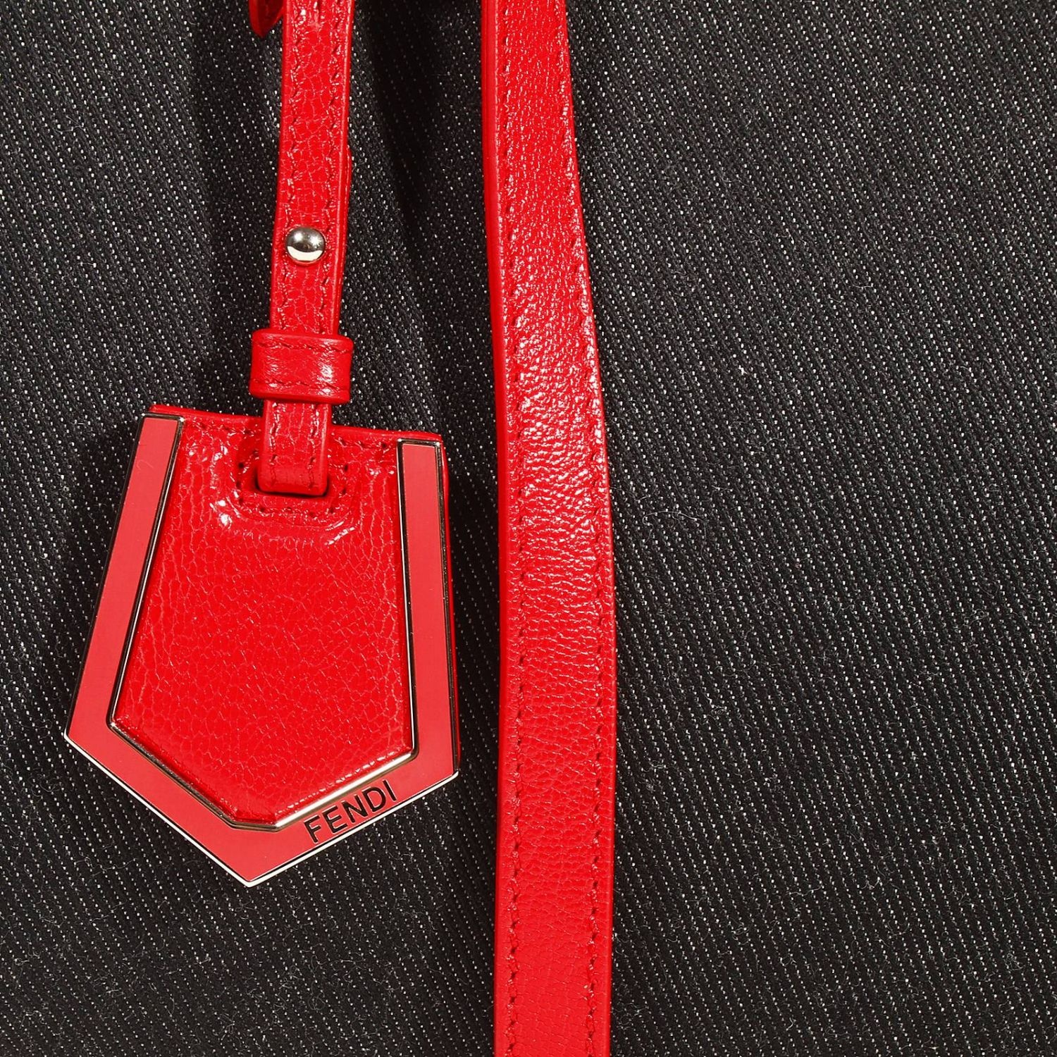 Fendi Logo Details Handbag In Black