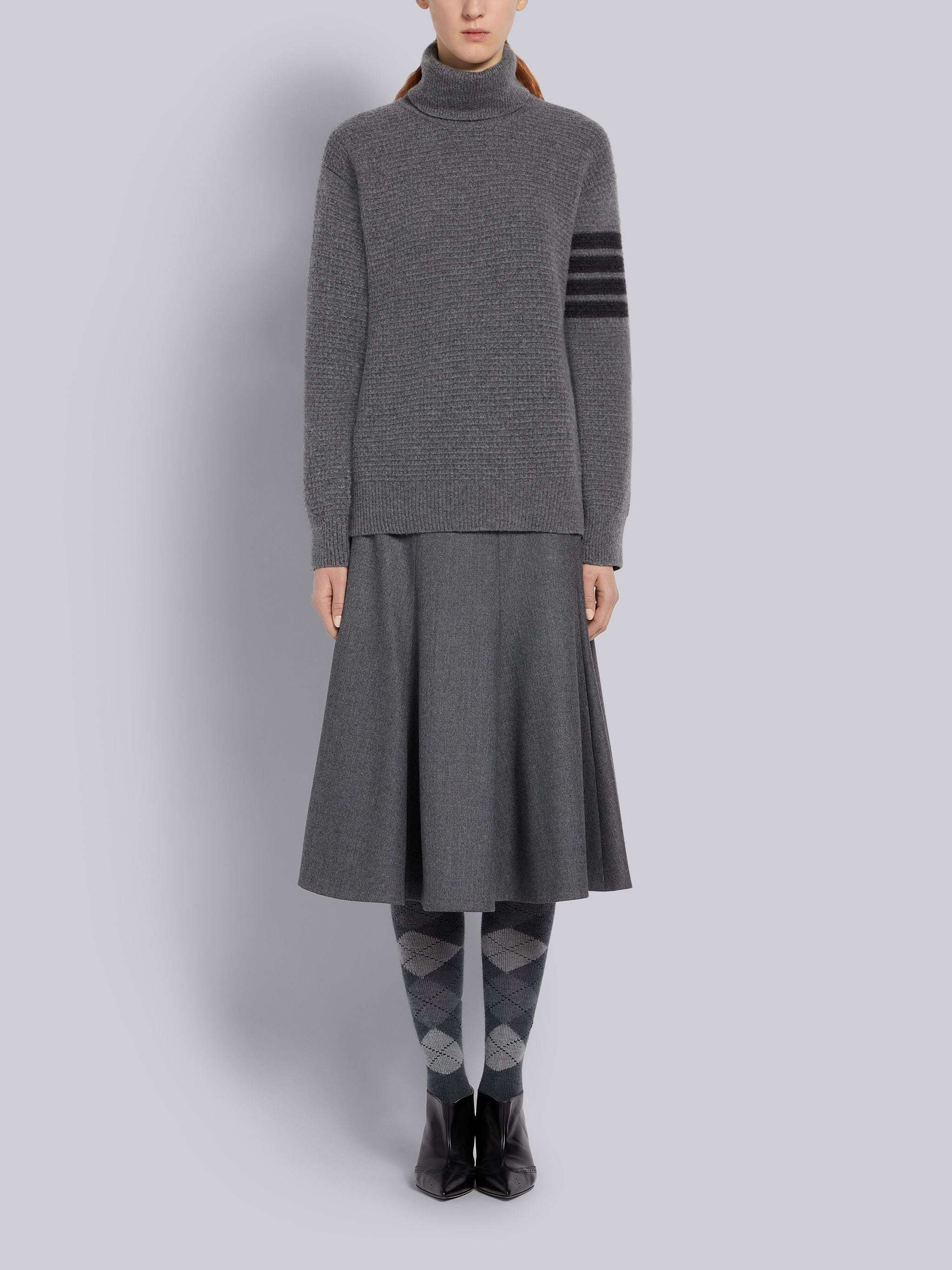 Thom Browne Tonal 4-bar Roll Neck Jumper In Black