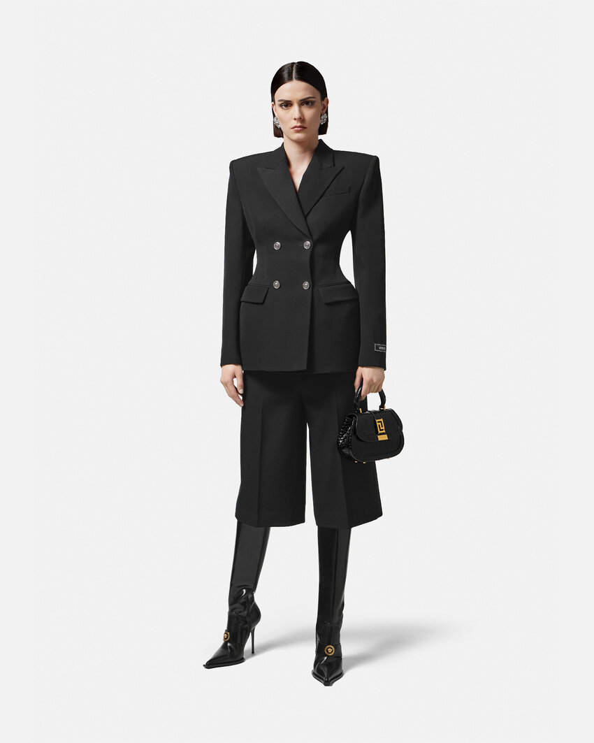 Versace Grain De Poudre Bermuda Shorts In Black