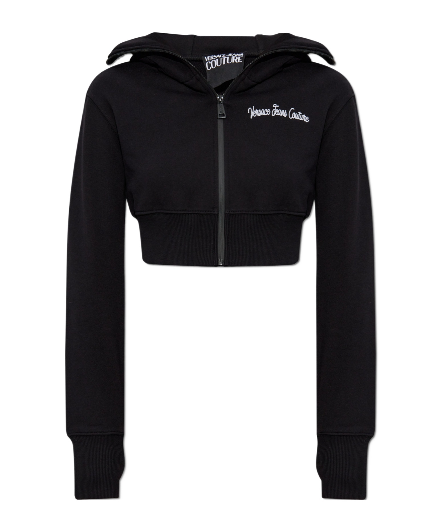 Versace Jeans Cropped Hoodie In Black