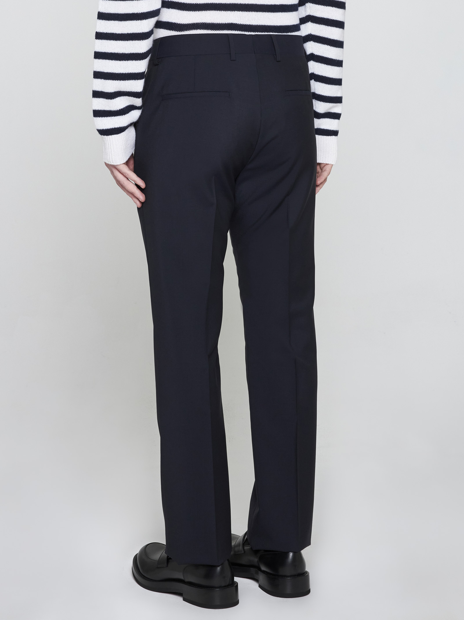 Valentino Pleated Straight Leg Trousers In Black