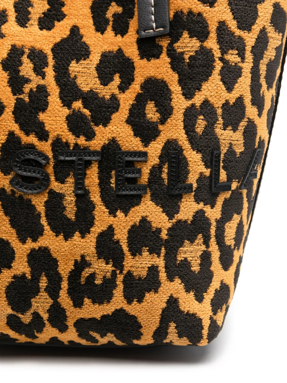 Stella Mccartney Jacquard Leopard Bucket Bag In Black