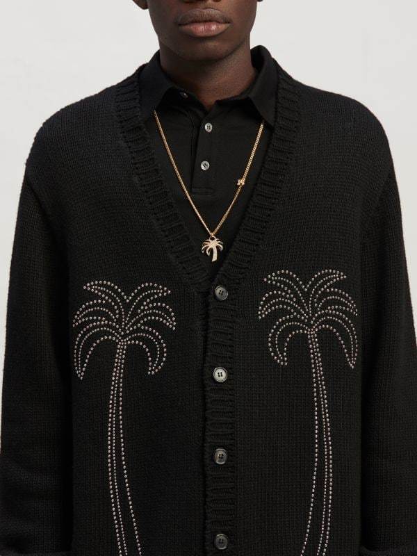 Palm Angels Nylon Blend Cardigan In Black