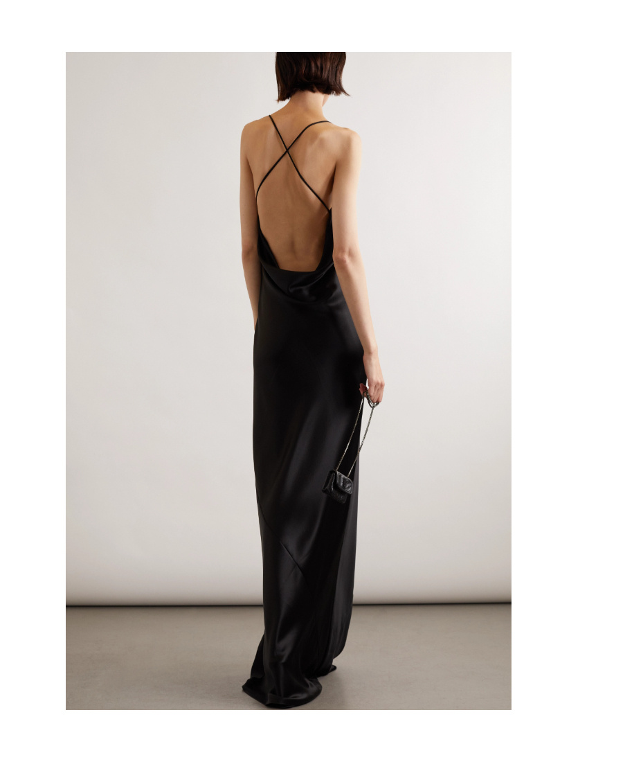Saint Laurent Silk-satin Gown In Black