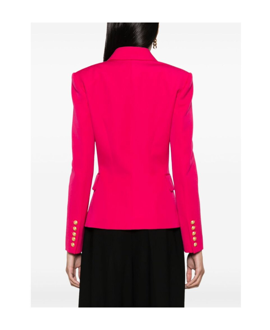 Balmain Double-breasted Grain De Poudre Cotton Blazer In Red