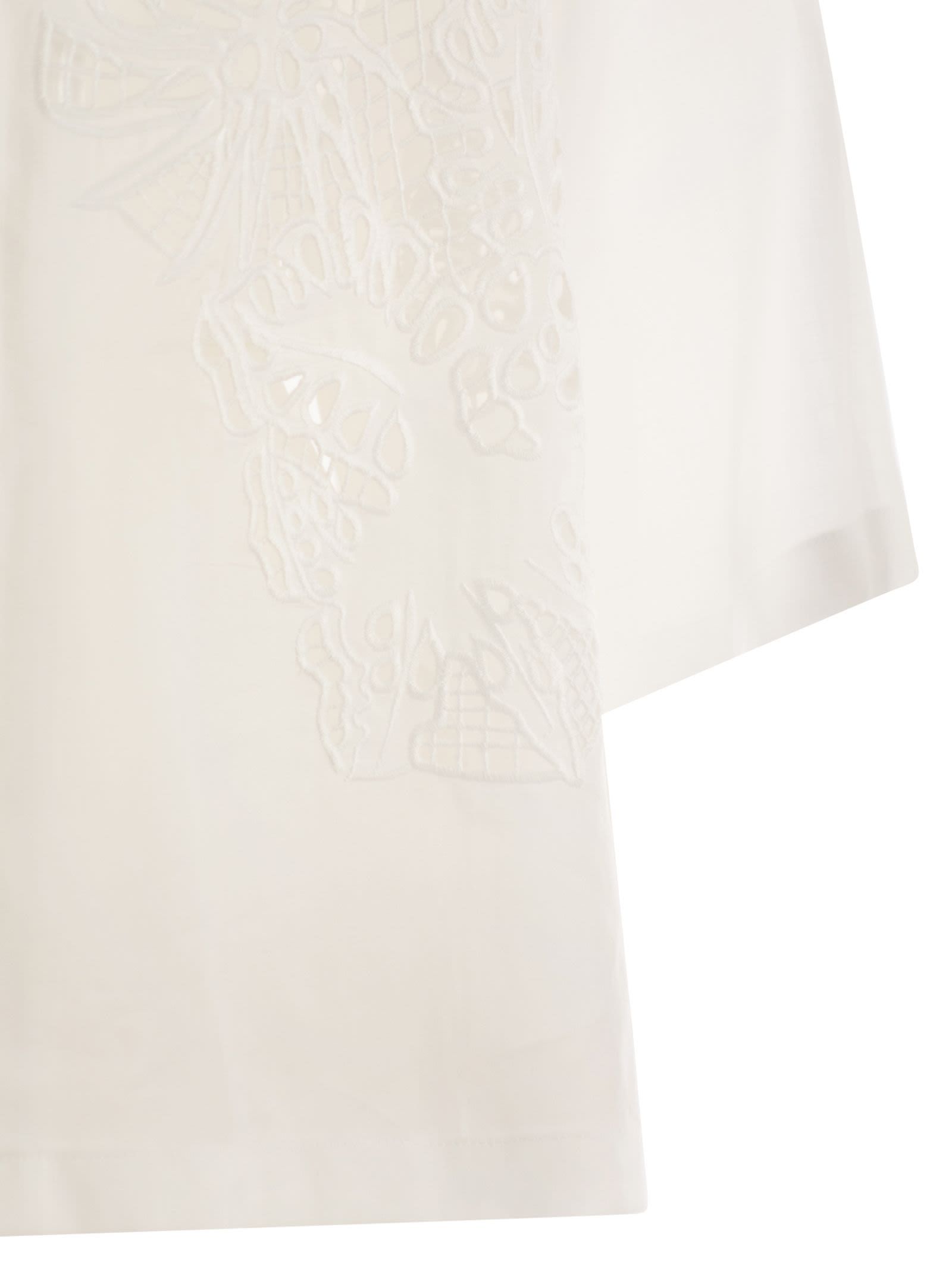 Max Mara Legno Embroidered Button-up Shirt In White