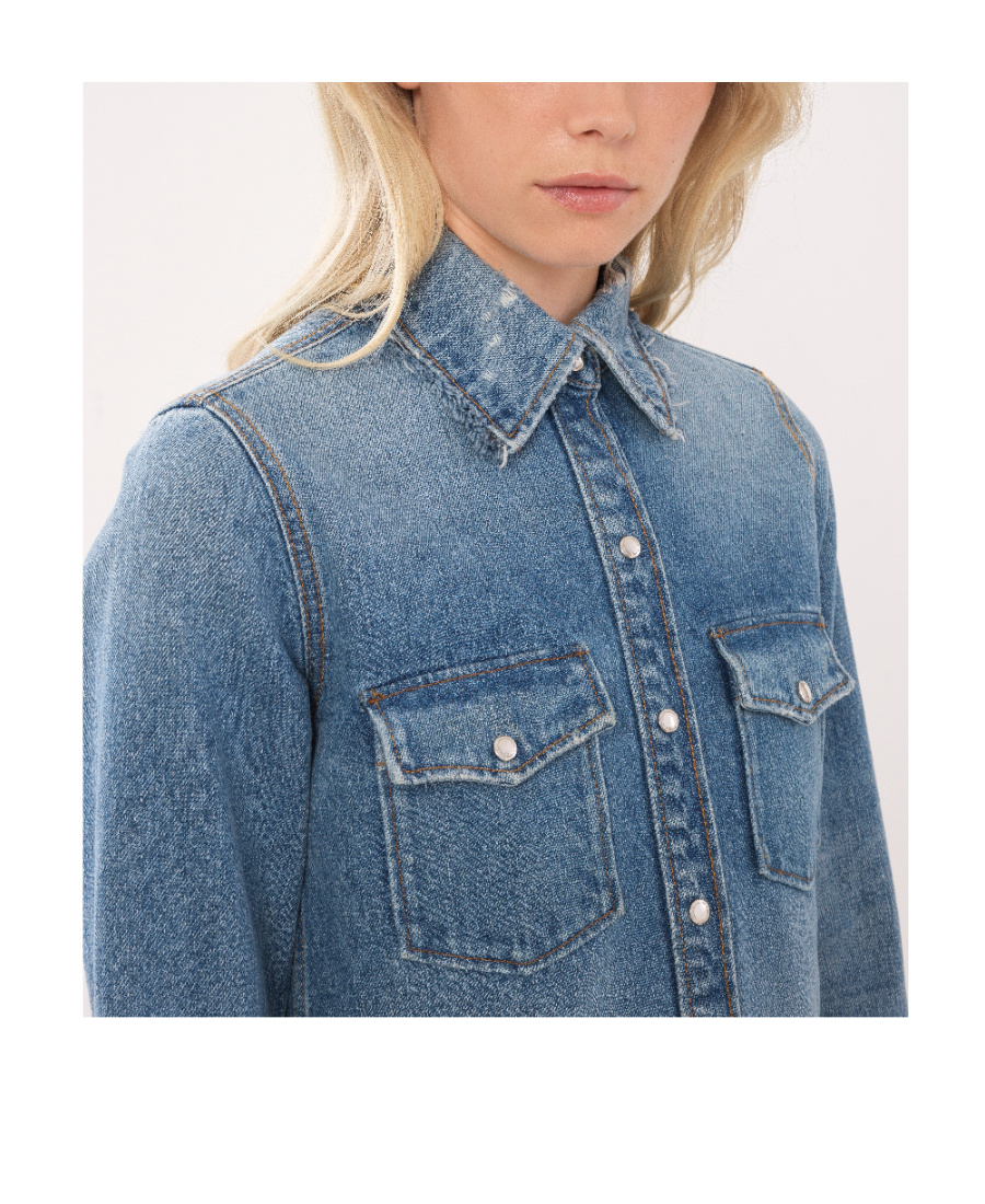 Chloé Buttoned Denim Shirt In Blue