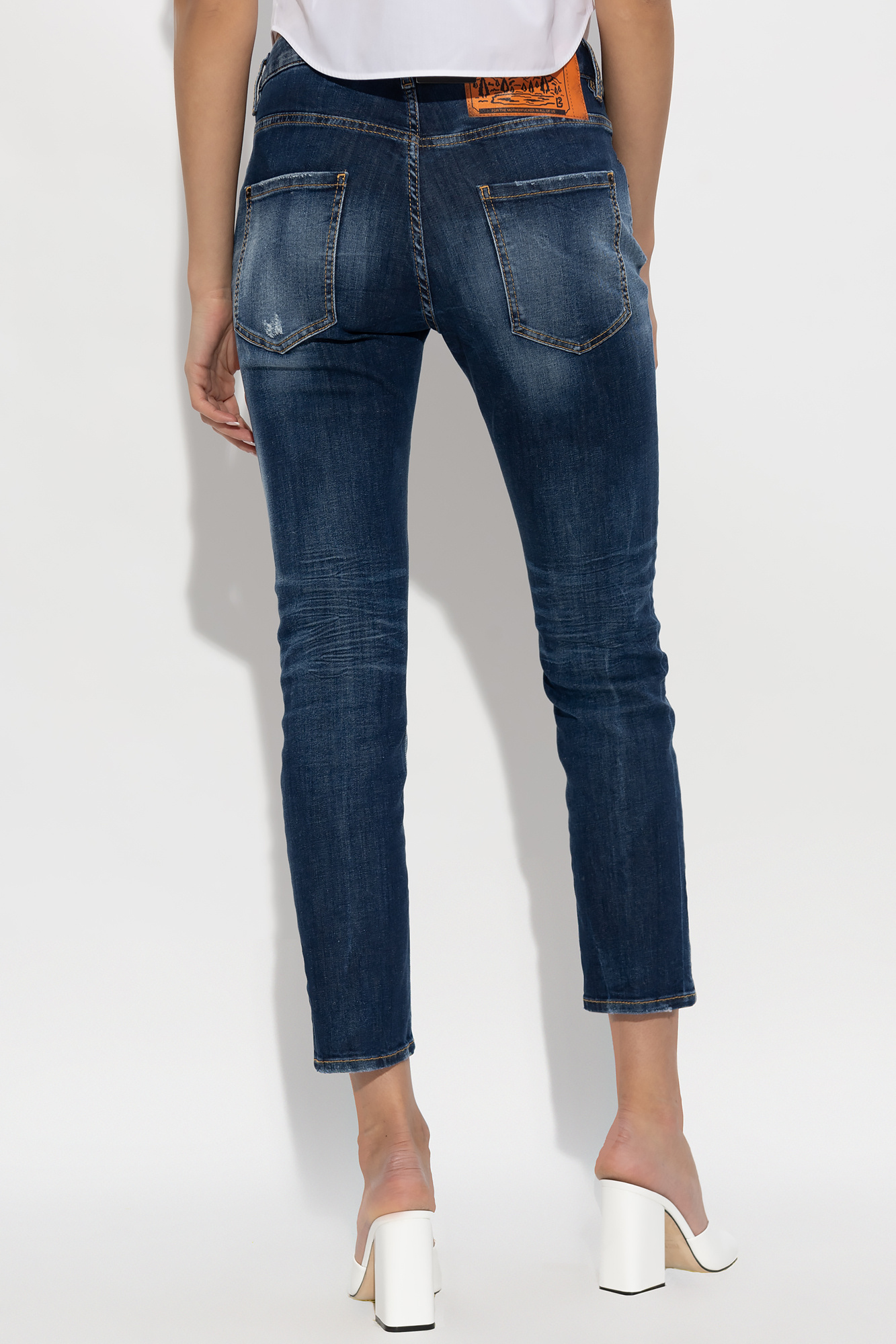 Dsquared2 Cropped Skinny Jeans In Blue