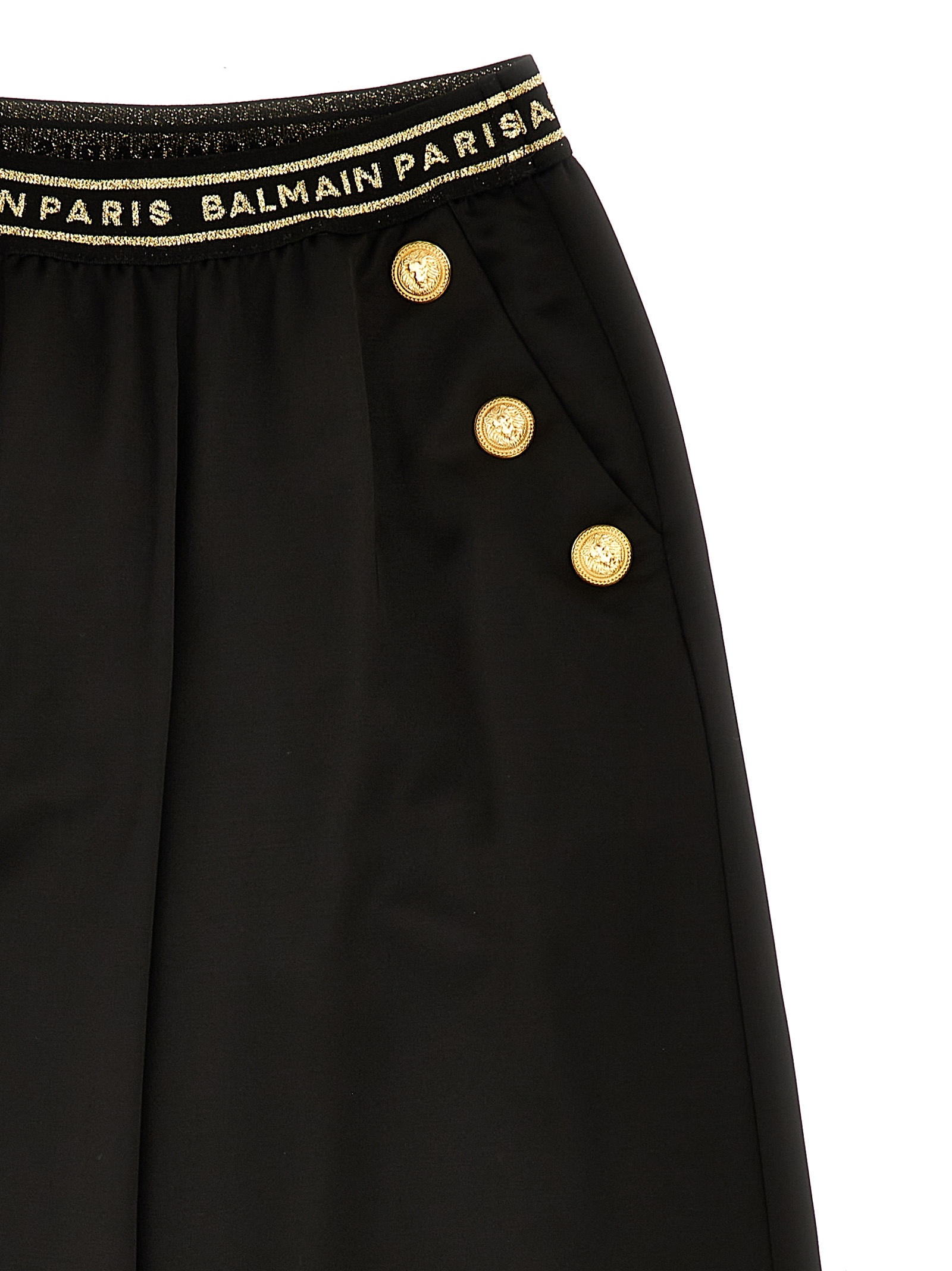 BALMAIN WIDE-LEG LOGO-WAISTBAND TROUSERS
