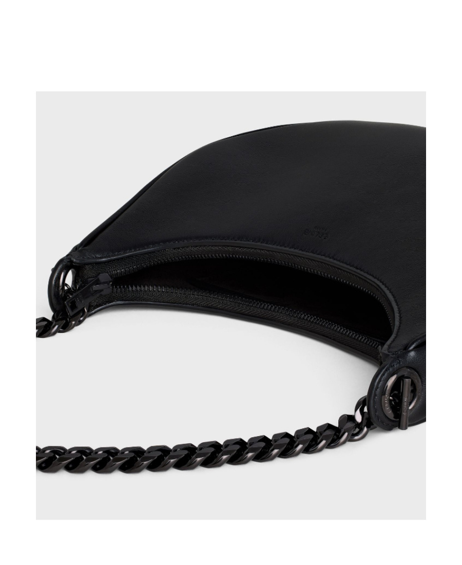 Celine Ava Medium Smooth Cow Leather Chain Handbag In Black