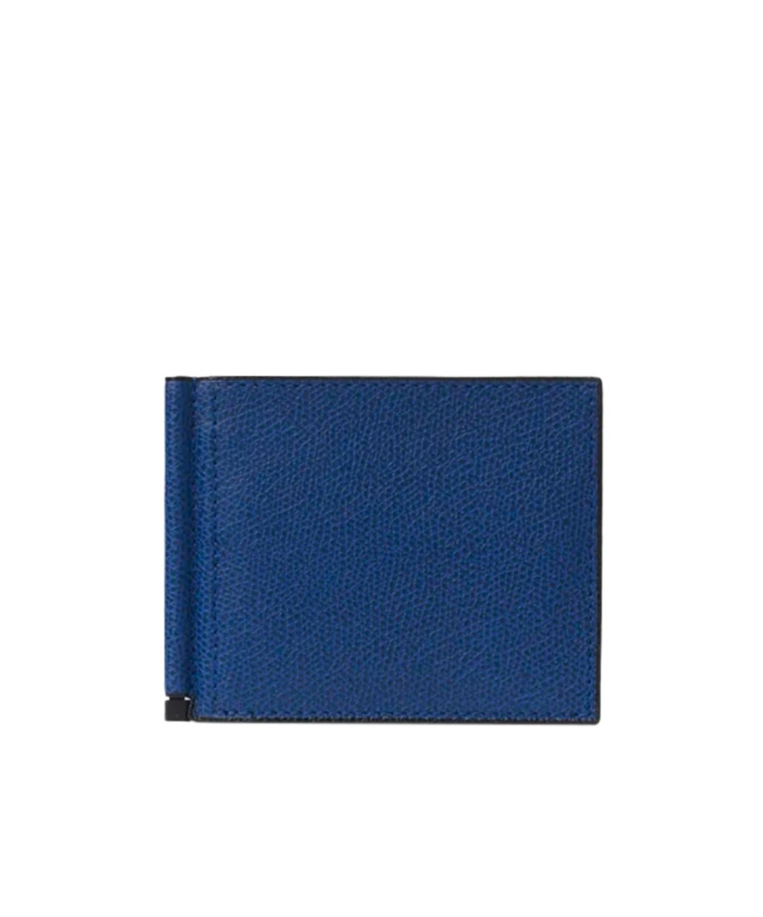 Valextra Simple Grip Bi-fold Wallet In Blue
