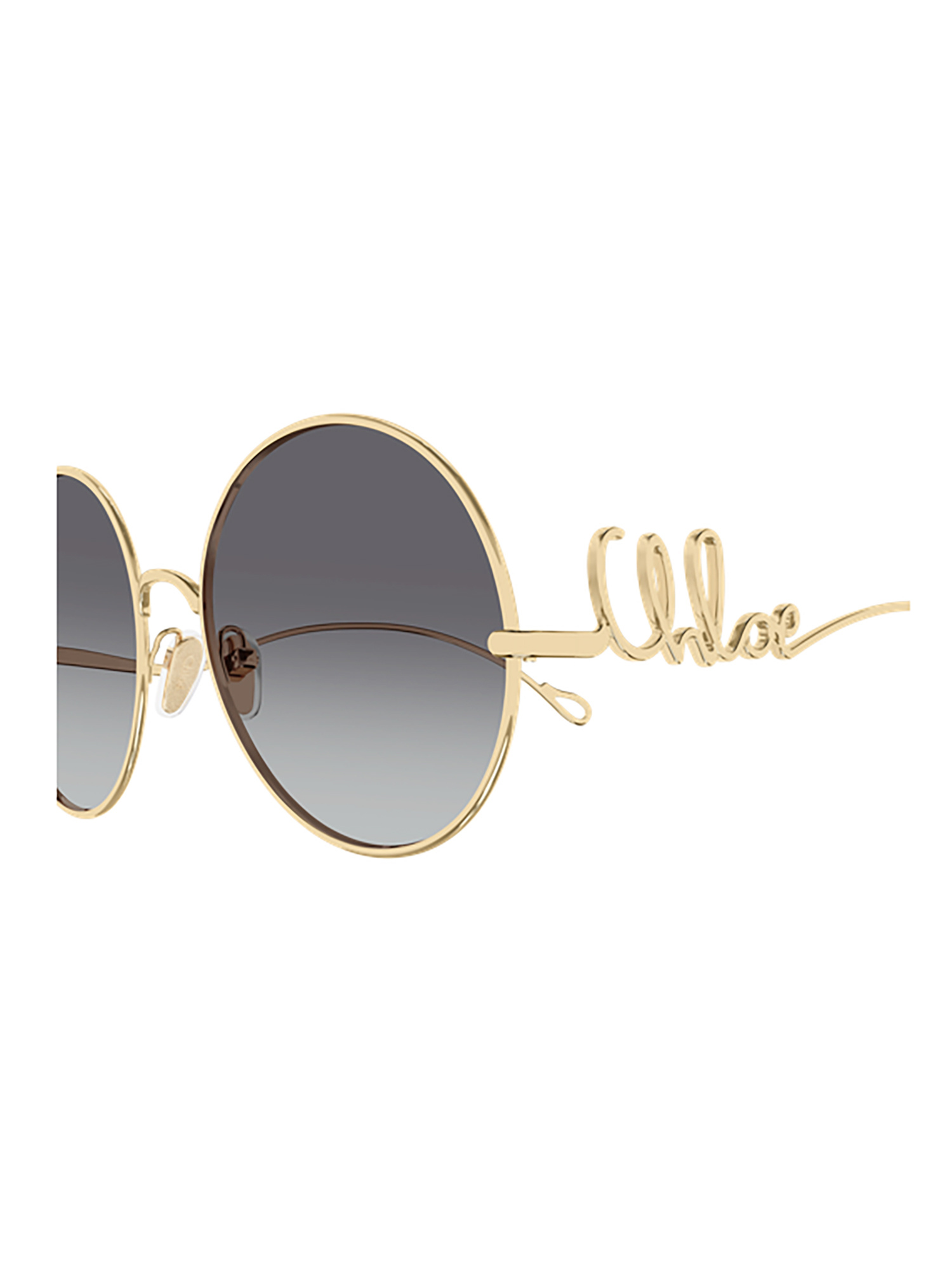 Chloé Gold-gold-grey Metal Sunglasses In Gray