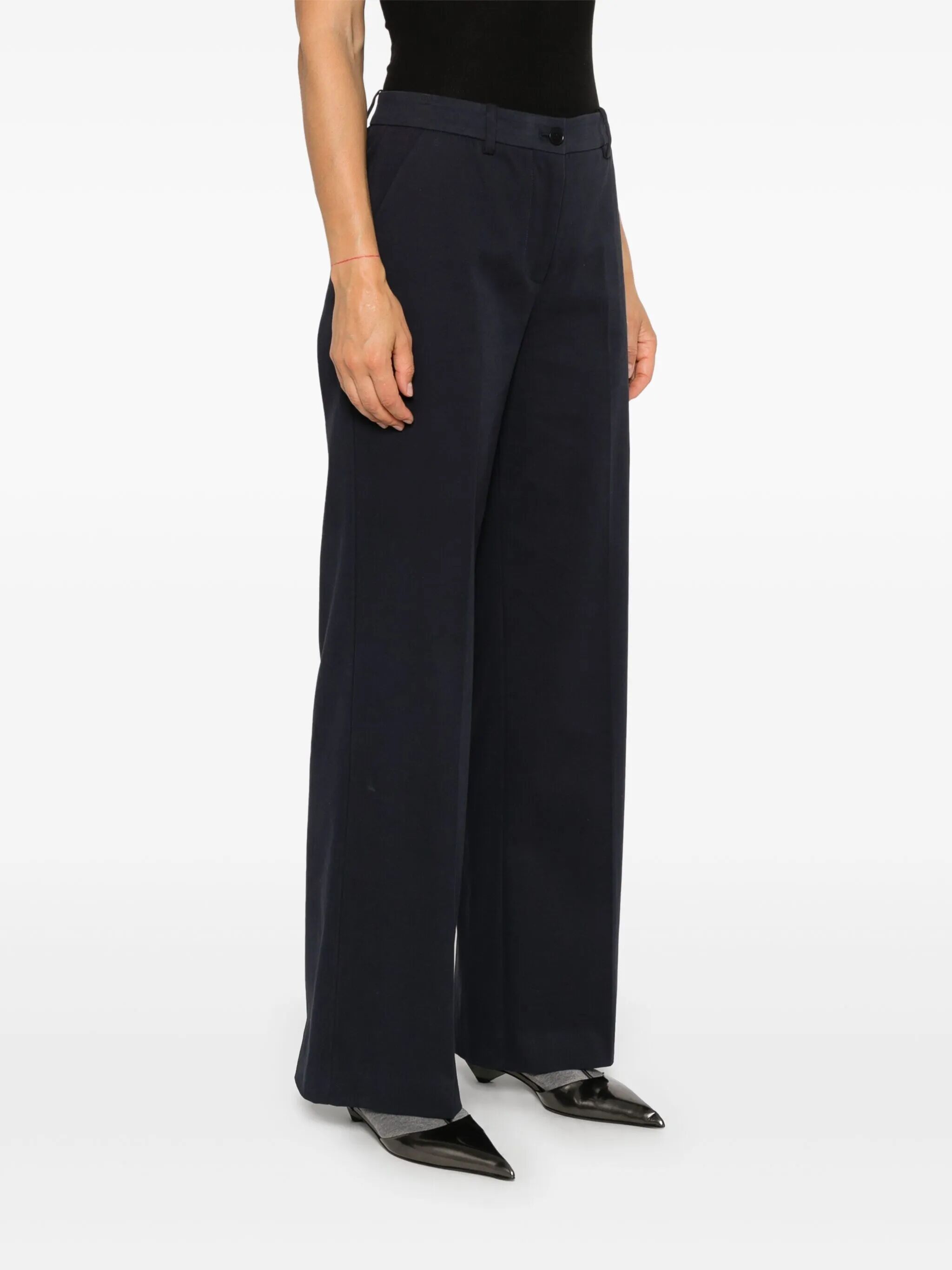 P.a.r.o.s.h High Waist Wide-leg Cotton Trousers In Black