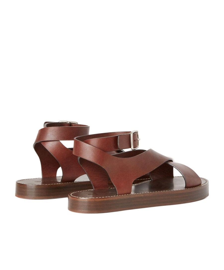 Loro Piana Criss-cross Leather Sandals In Brown