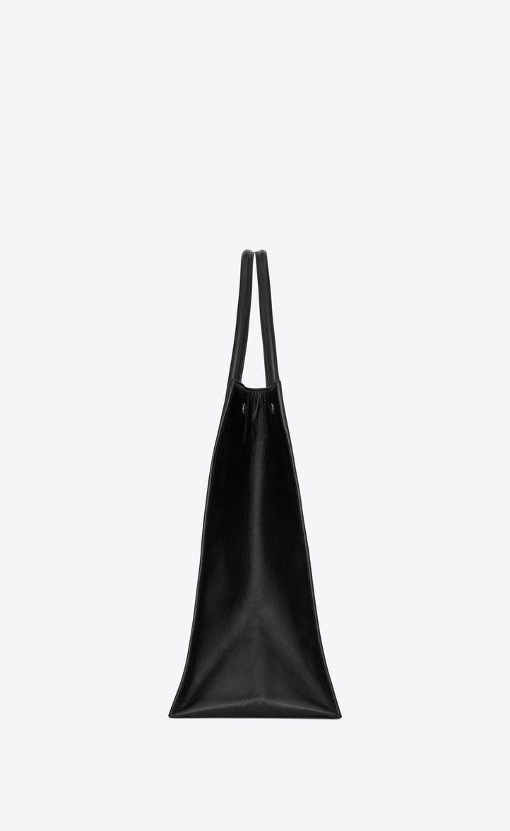 Saint Laurent Large Rive Gauche Leather Tote Bag In Black
