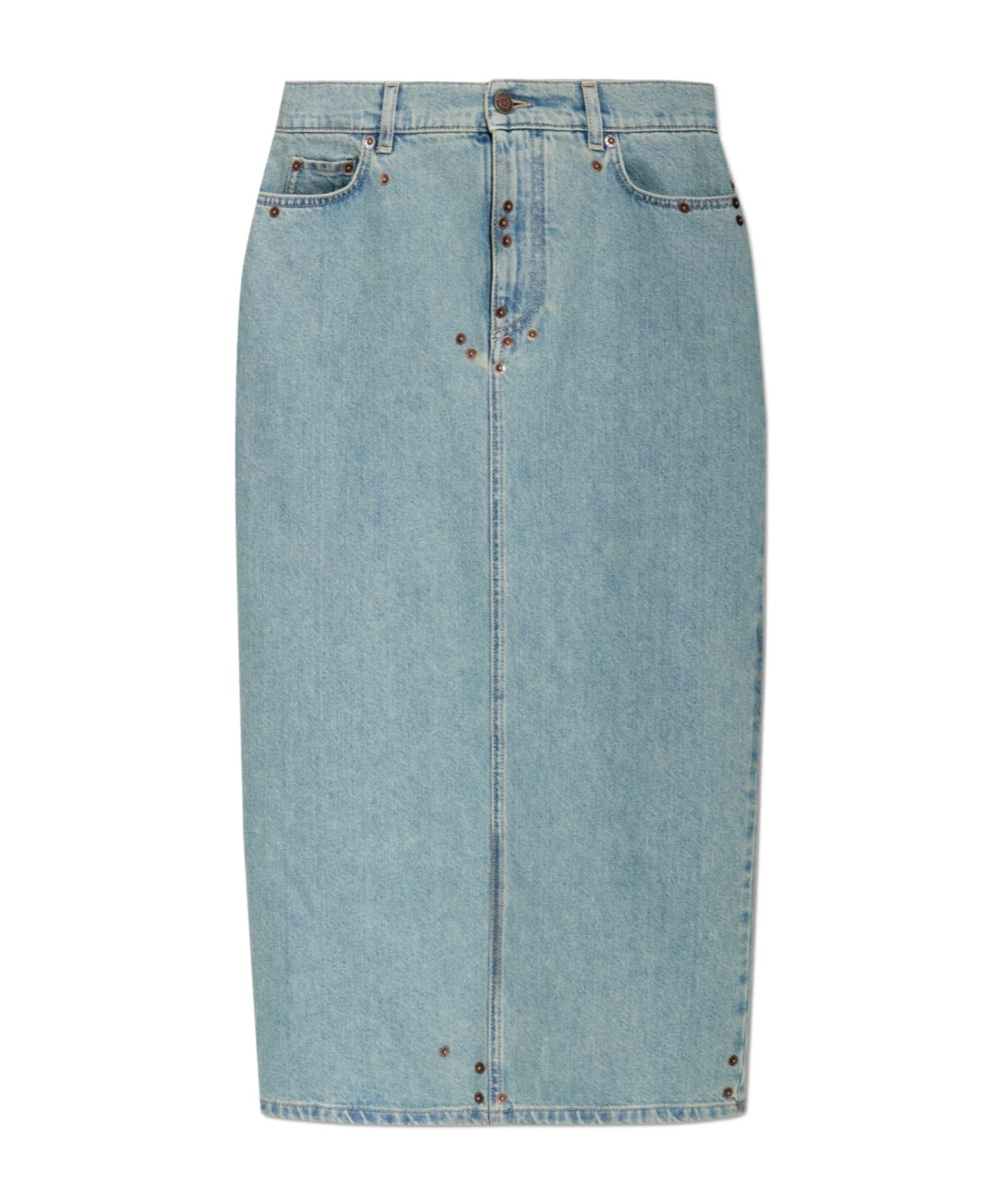 Moschino Women Rivets Denim Skirt In Blue