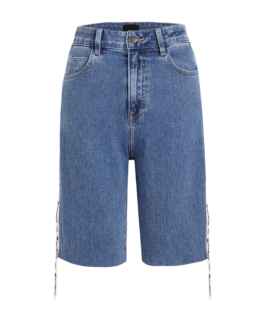Liuregali Long Ribbon Denim Shorts On The Side In Blue