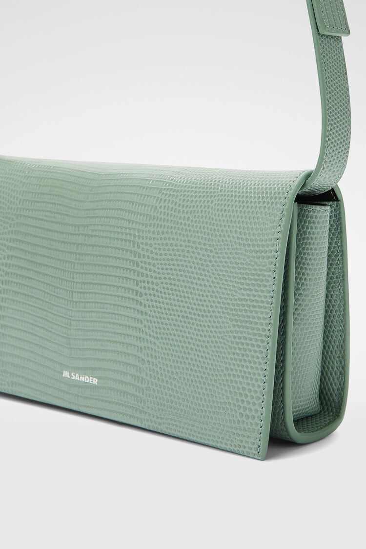 Jil Sander All-day Lizard-skin Effect Crossbody Bag In Gray