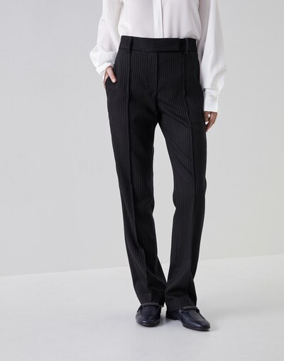 Brunello Cucinelli High-waisted Tailored Trousers In Black