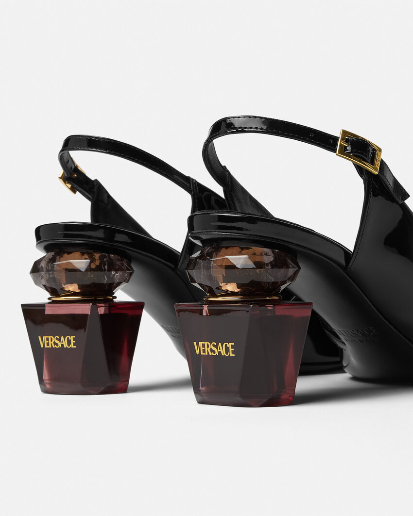 Versace Pointed-toe Slingback Pumps In Black