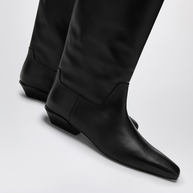 Paris Texas Leather Bettina Boots With Squared Toe In Black