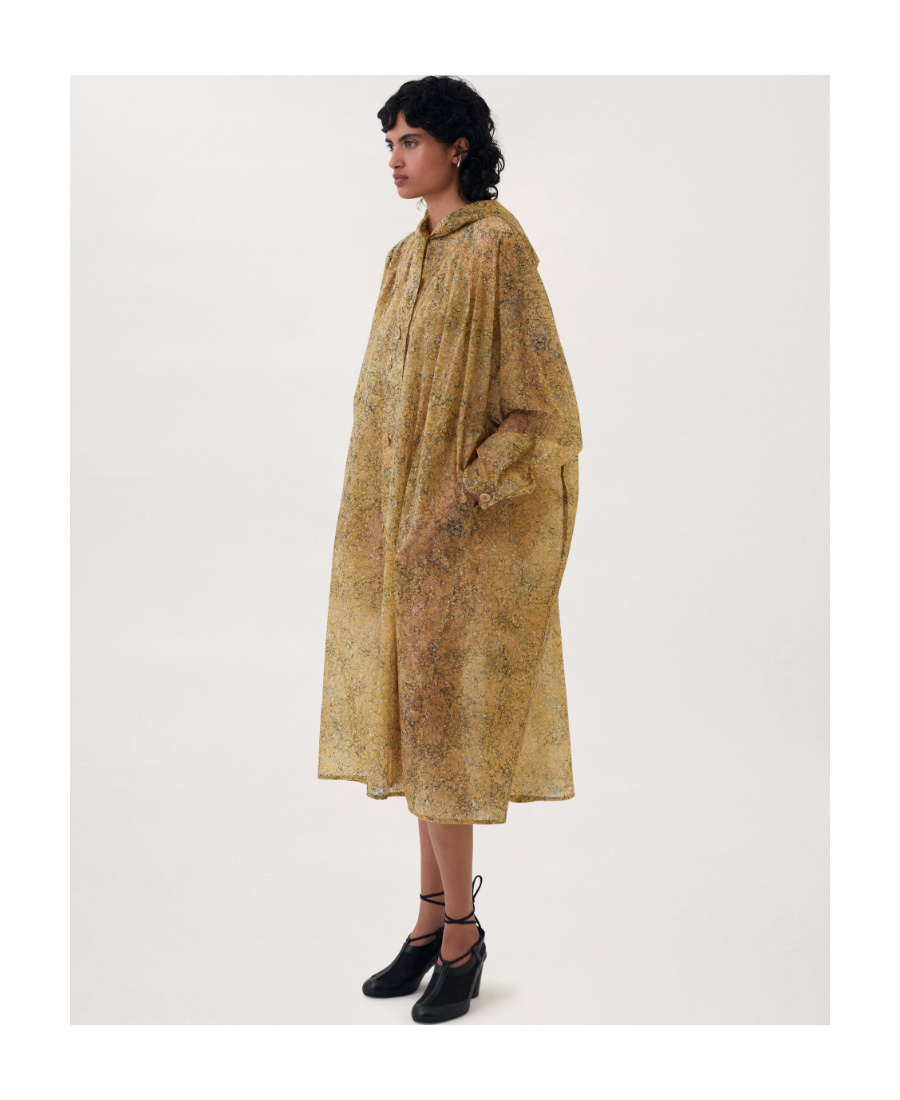 Lemaire Mantel Sheer Printed Raincoat In Nude