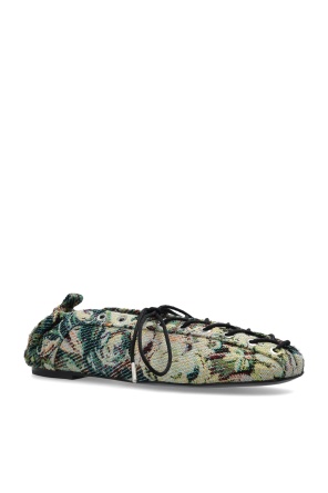 Ganni Lace-up Ballet Flats In Multi