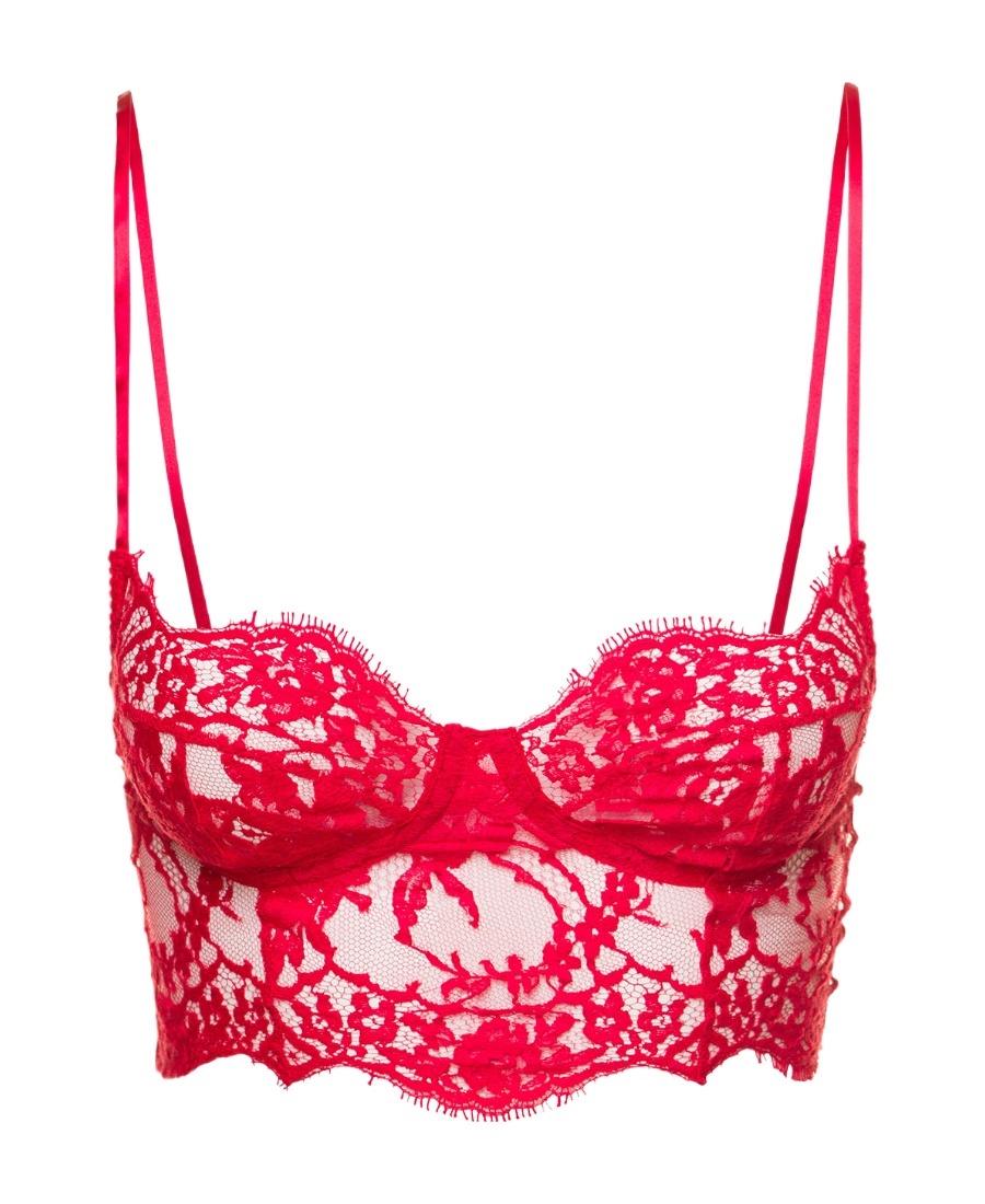 Dolce & Gabbana Lace Bralette Top In Red