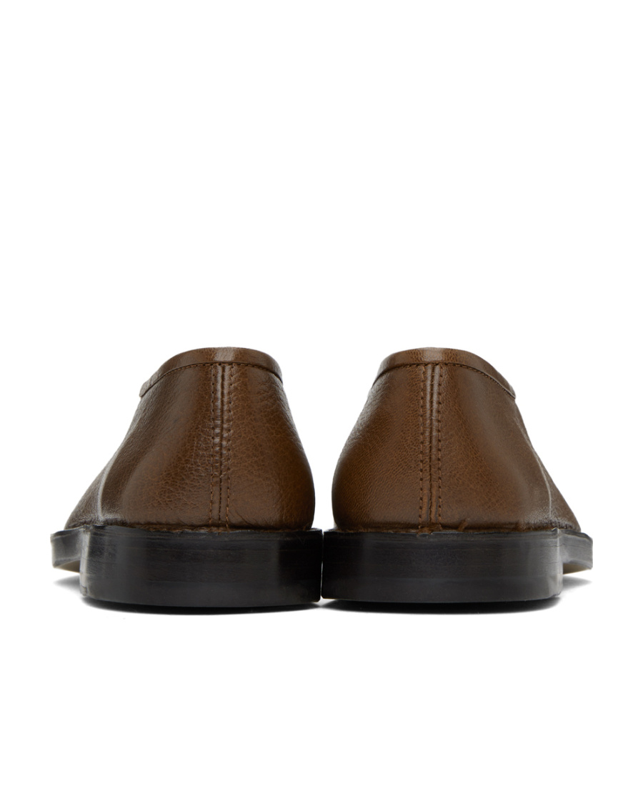 Shop Lemaire Flat Piped Flat Shoes In Brown