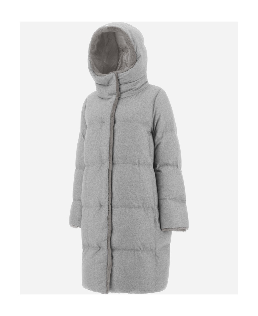 Herno Faux Fur-lined Quilted Coat In Gray