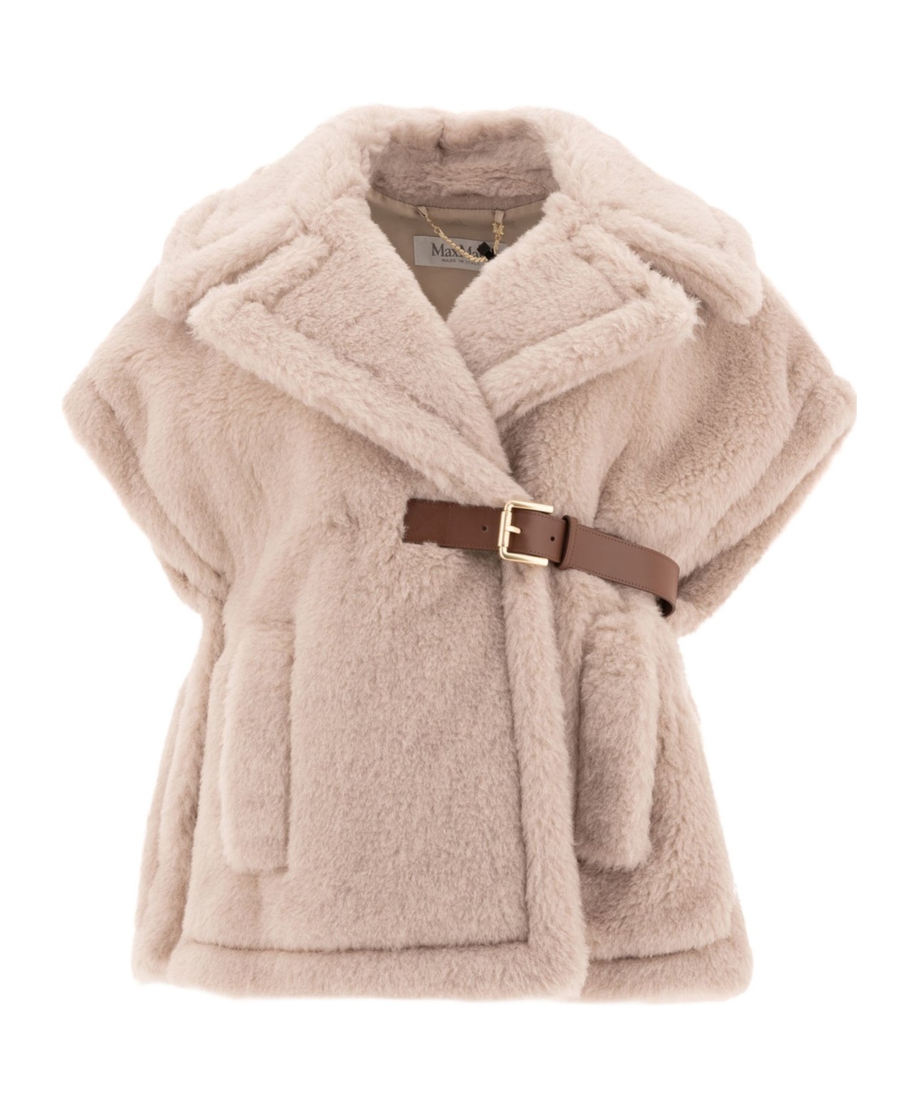 Max Mara Lapel Cape In Nude