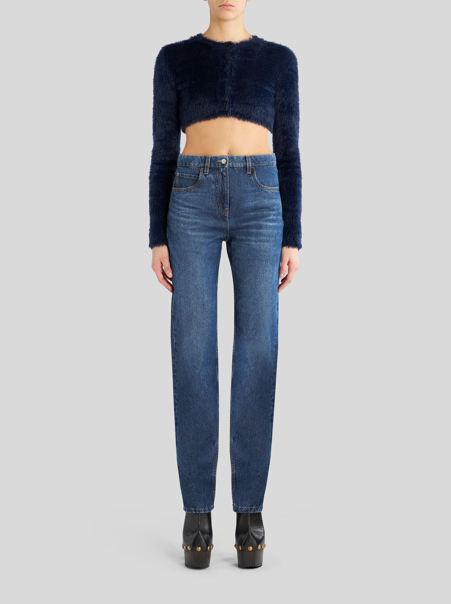 Etro Denim Jeans With Embroidered Patch In Blue