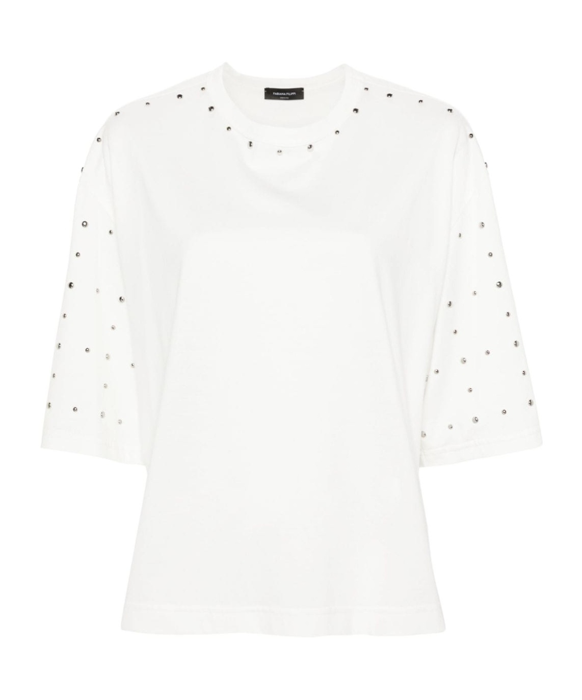 Fabiana Filippi Stud-embellished Cotton T-shirt In White