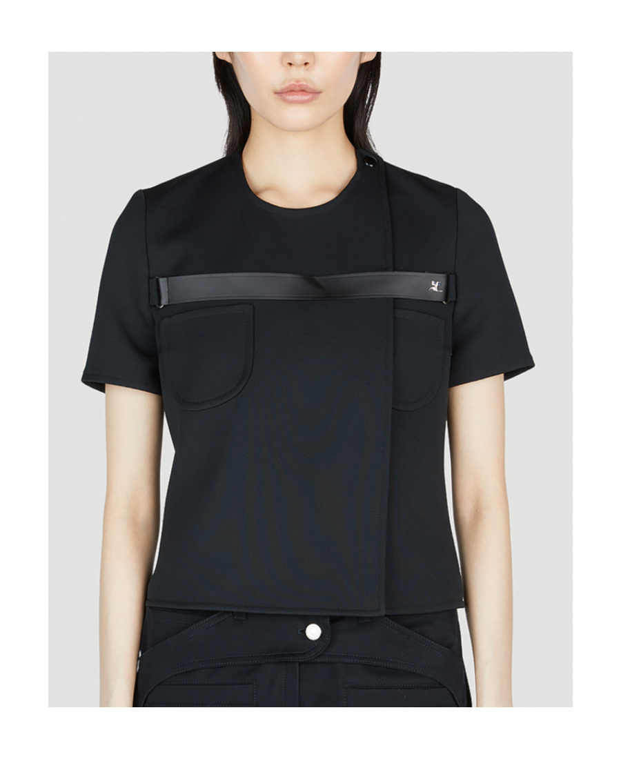 Courrèges Strap Racer Twill T-shirt In Black