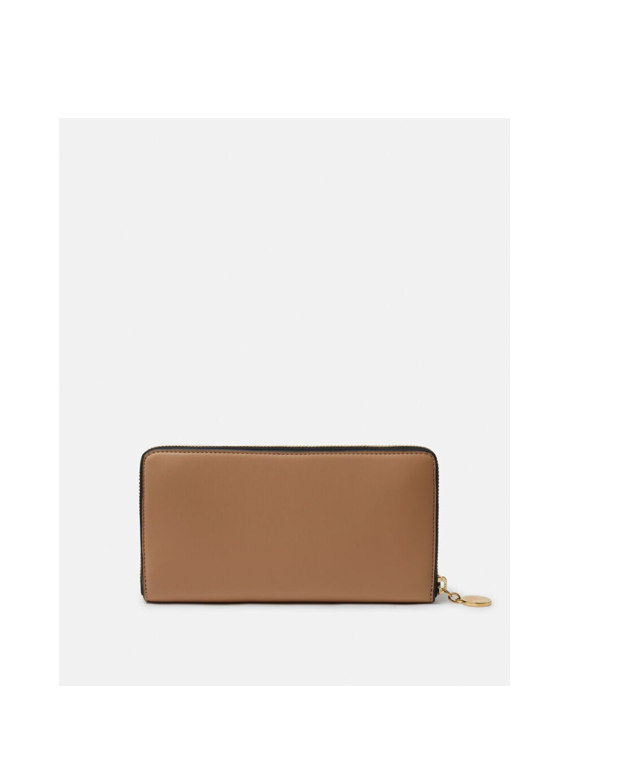 Stella Mccartney Two-tone Perforated-detail Wallet In Brown