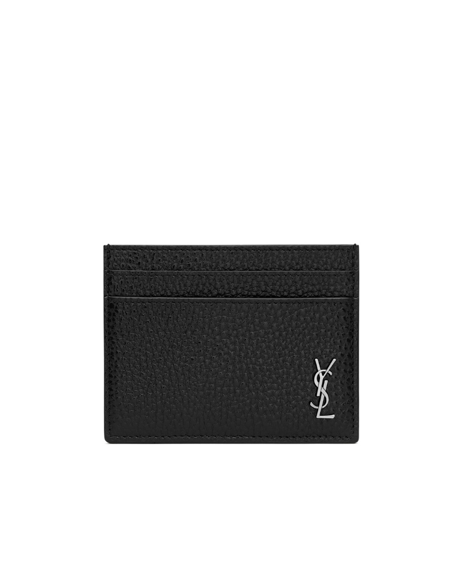 Saint Laurent Tiny Cassandre Card Case In Black