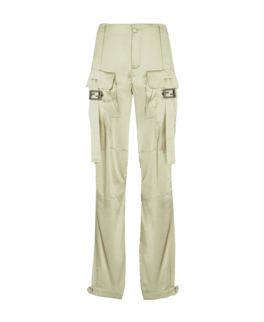 Fendi Trousers Green In Nude
