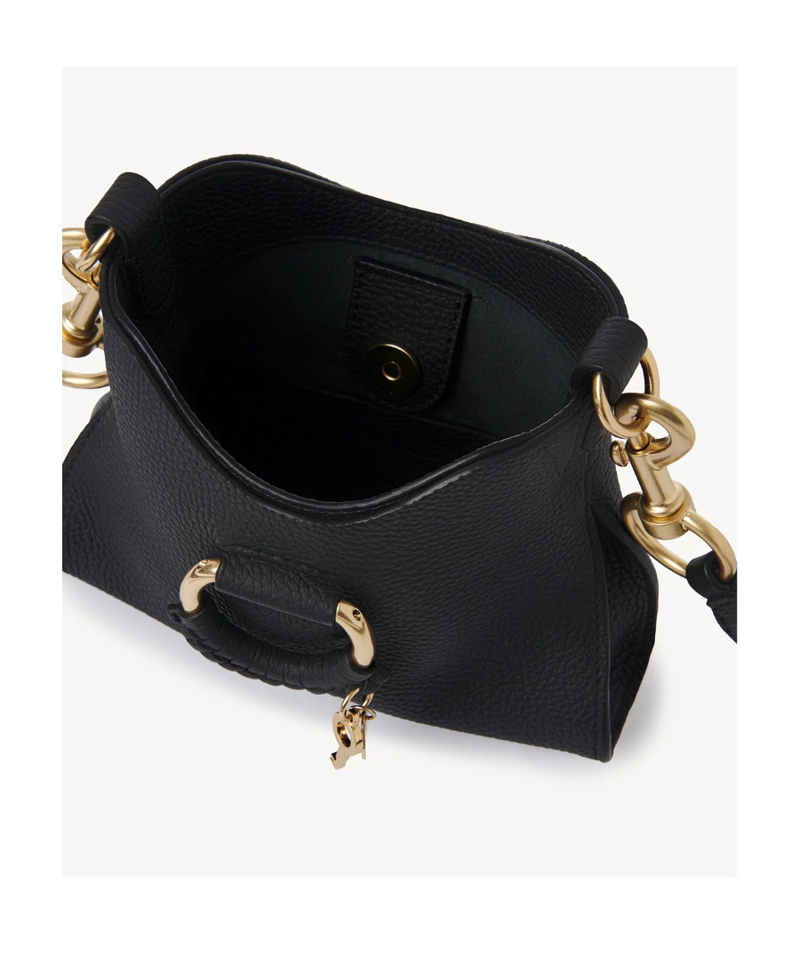 Shop See By Chloé Ring-detailed Leather Crossbody Bag In Black