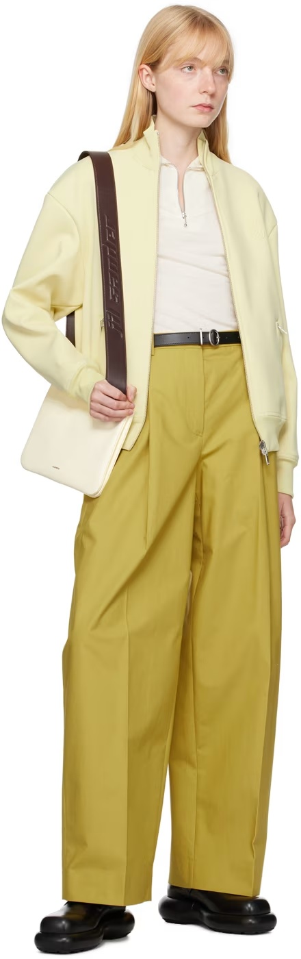 Jil Sander Zipper Vertical Collar Sweater In White
