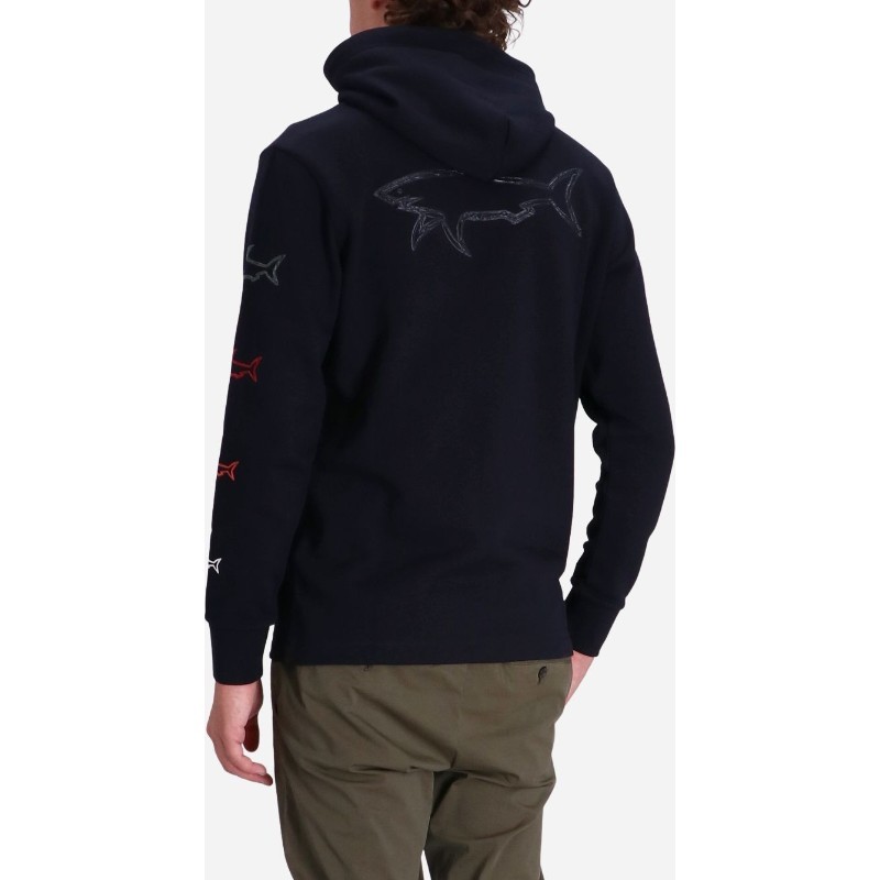 Shop Paul & Shark Hooded Long-sleeved Sweater In Black