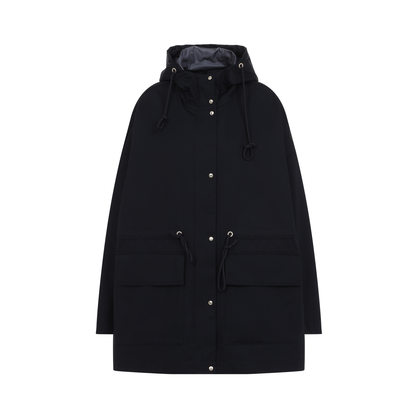 Moncler Relaxed Fit Hooded Jacket With Adjustable Drawstrings In Blue