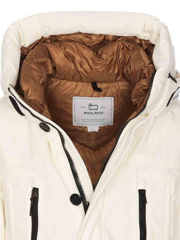 Woolrich Feather Down Hooded Coat In White