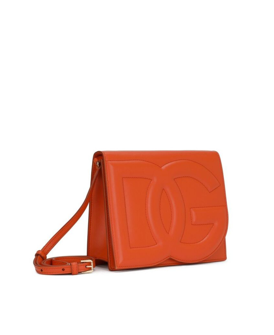 Dolce & Gabbana Leather Embossed-logo Crossbody In Red