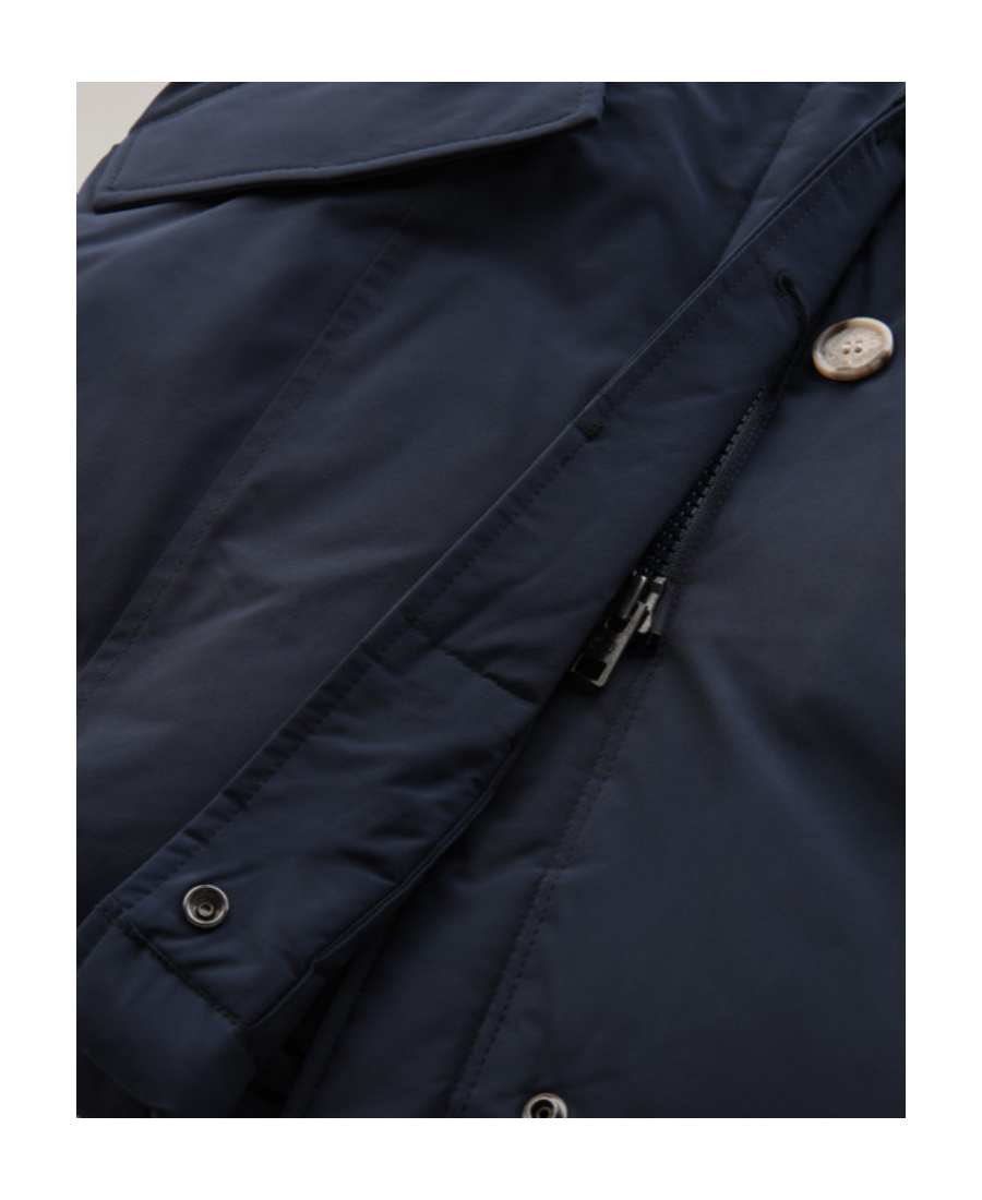Woolrich Detachable Fur Collar Parka Coat In Black