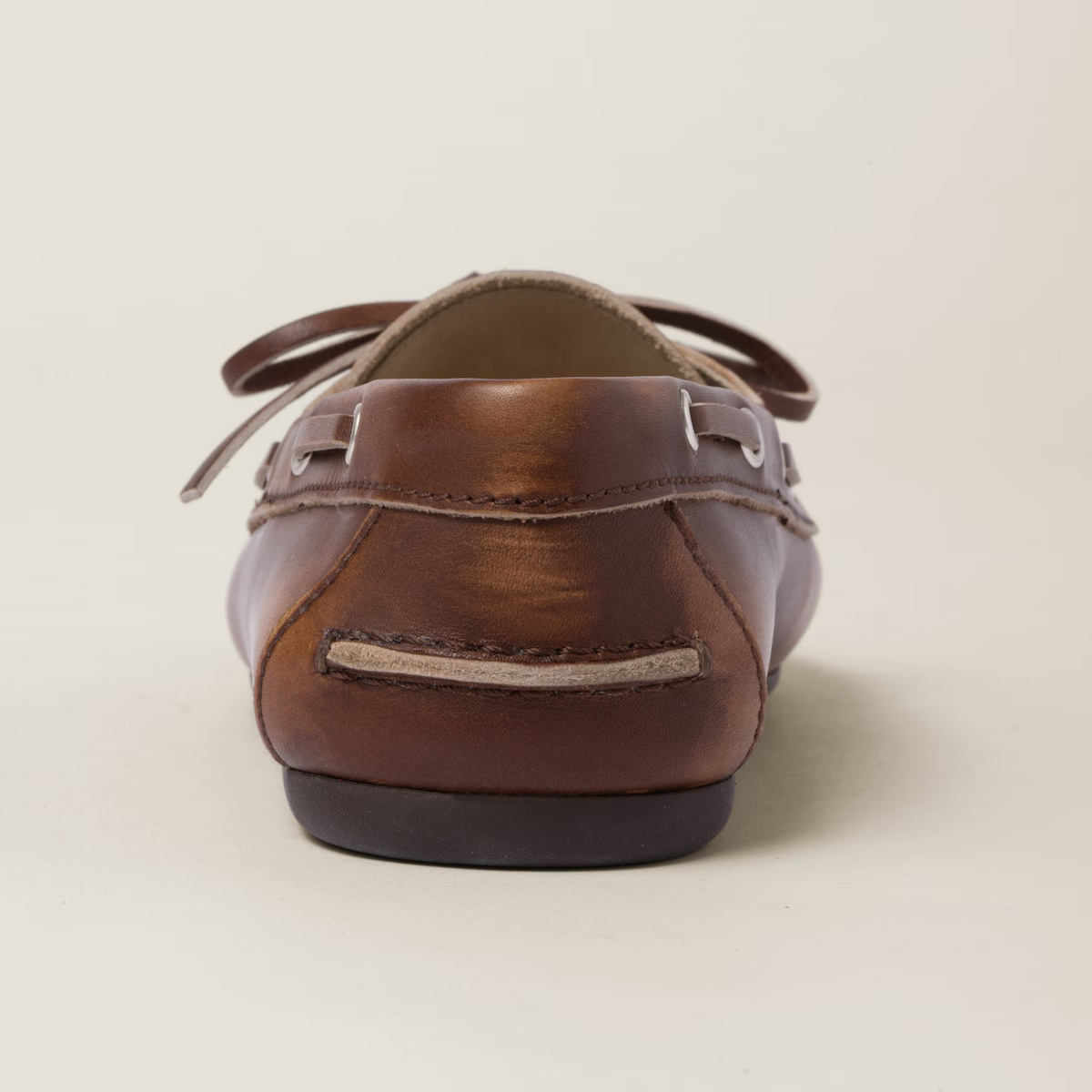 Miu Miu Burnt Brown Moccasin In Vintage Effect Leather In Multi