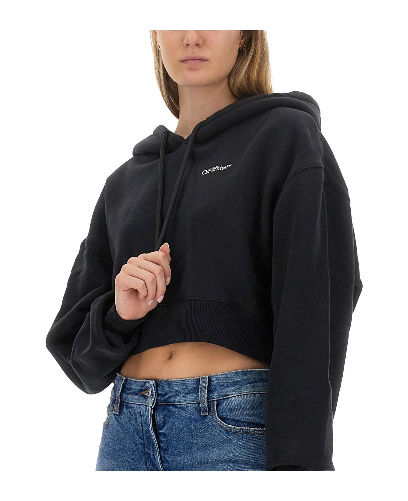 Off-white Cropped Sweatshirt In Black