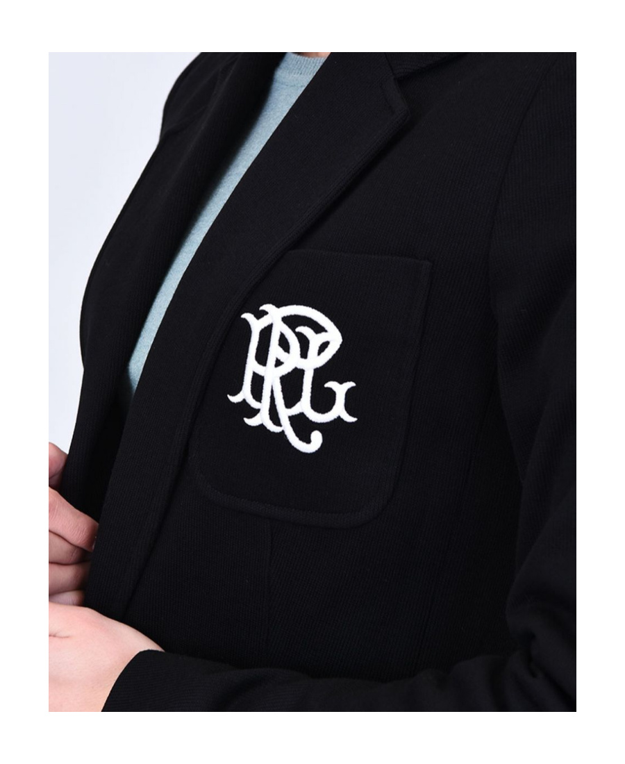 Polo Ralph Lauren Embroidered Logo Single-breasted Blazer In Black