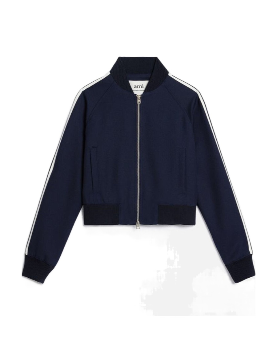Ami Alexandre Mattiussi Stripe-trim Track Jacket In Black